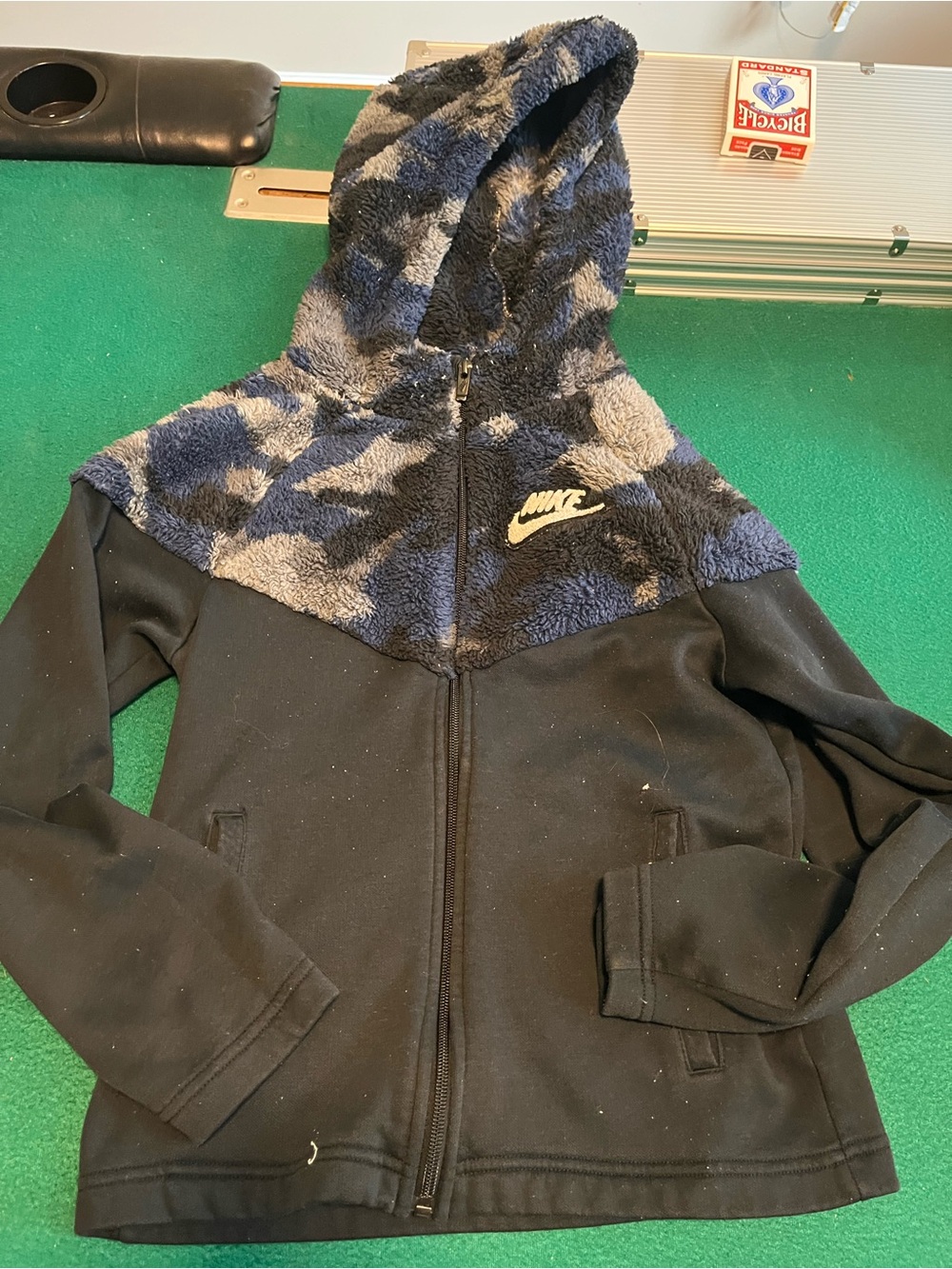 Nike Black Hoodie with Navy Sherpa Yoke